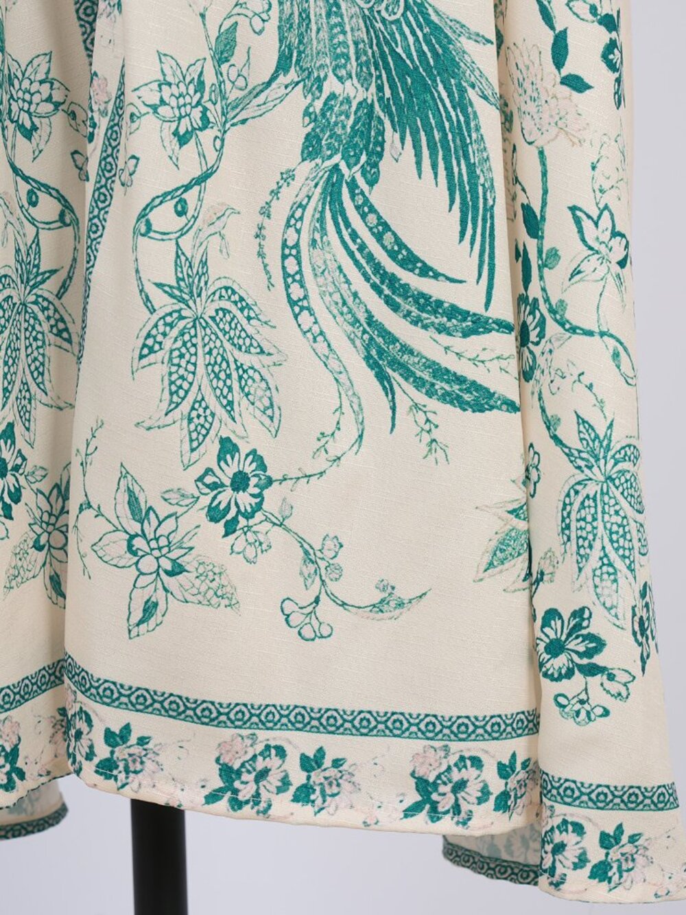 Vintage Cream & Teal Floral Bird Print Prairie Maxi Dress - Picture 13 of 14